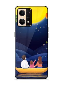 Happy Family And Beautiful View Glossy Metal Phone Cover for Oppo Reno 7 (4G)