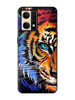 Colorful Lion Art Glossy Metal Phone Cover for Oppo Reno 7 (4G)
