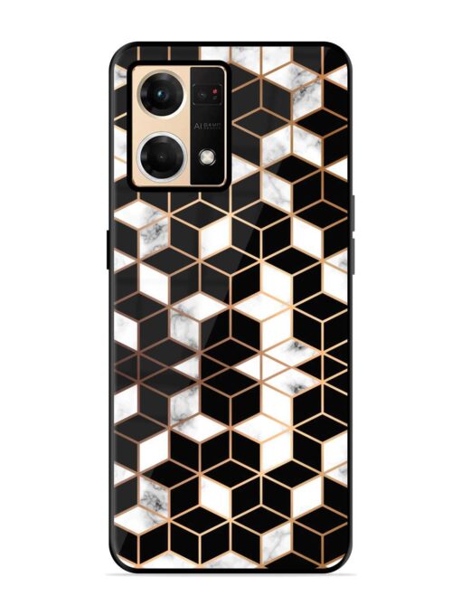 Vector Marble Texture Glossy Metal Phone Cover for Oppo Reno 7 (4G) Zapvi