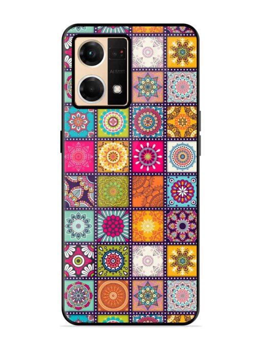 Seamless Pattern Vintage Glossy Metal Phone Cover for Oppo Reno 7 (4G) Zapvi