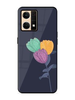 Flower Vector Glossy Metal Phone Cover for Oppo Reno 7 (4G)