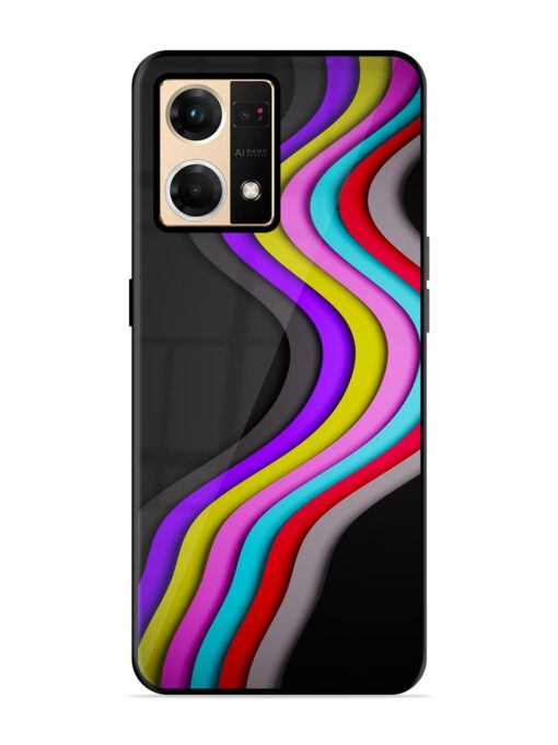 Liquid Blue Abstract Glossy Metal Phone Cover for Oppo Reno 7 (4G) Zapvi