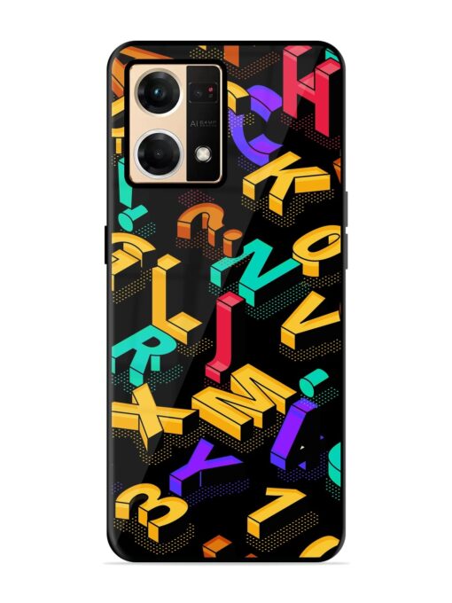 Seamless Pattern With Letters Glossy Metal Phone Cover for Oppo Reno 7 (4G) Zapvi