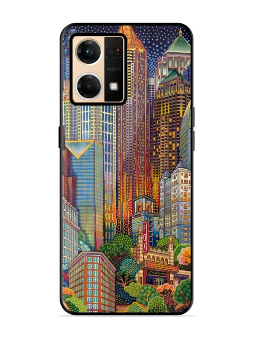 Cityscapes Art Glossy Metal Phone Cover for Oppo Reno 7 (4G) Zapvi