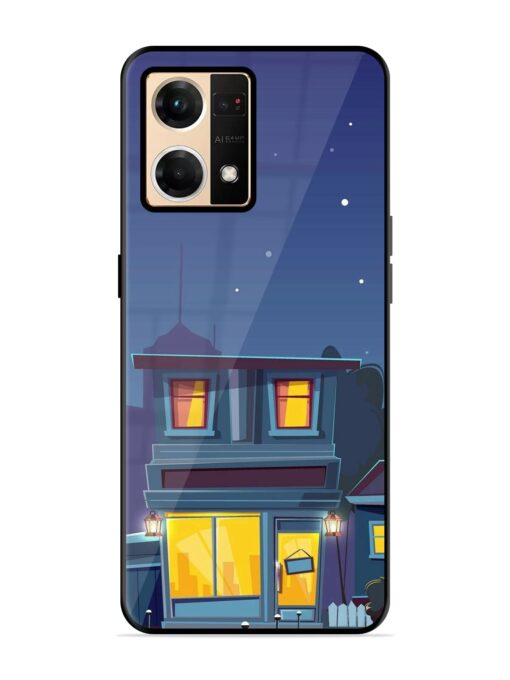 Vector Night House Glossy Metal Phone Cover for Oppo Reno 7 (4G) Zapvi