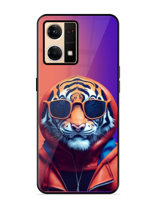 Tiger Animation Glossy Metal Phone Cover for Oppo Reno 7 (4G) Zapvi