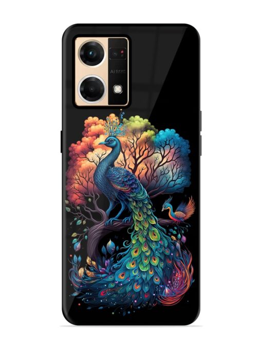 Peacock Tree Art Glossy Metal Phone Cover for Oppo Reno 7 (4G) Zapvi