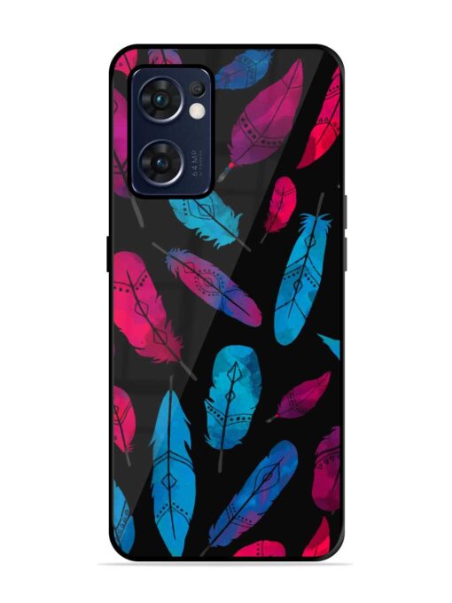 Feather Art Glossy Metal Phone Cover for Oppo Reno 7 (5G) Zapvi