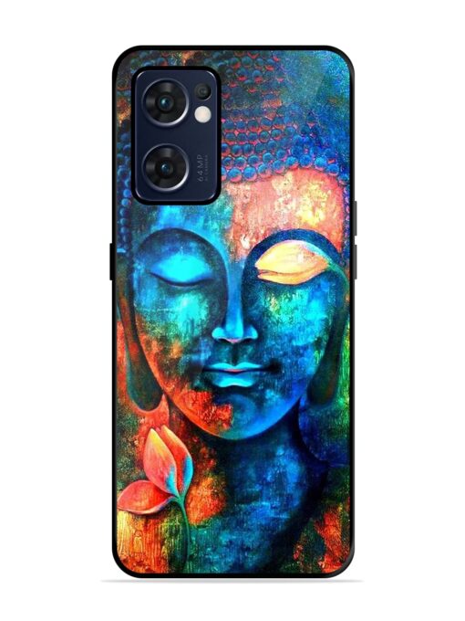 Buddha Painting Glossy Metal Phone Cover for Oppo Reno 7 (5G) Zapvi