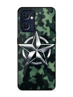 Indian Army Star Design Glossy Metal Phone Cover for Oppo Reno 7 (5G)