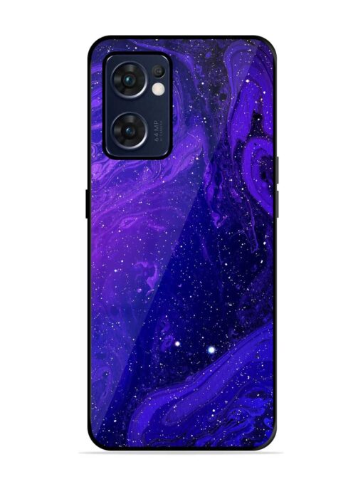 Galaxy Acrylic Abstract Art Glossy Metal Phone Cover for Oppo Reno 7 (5G)