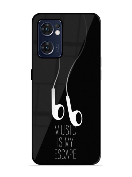 Music Is My Escape Glossy Metal Phone Cover for Oppo Reno 7 (5G) Zapvi