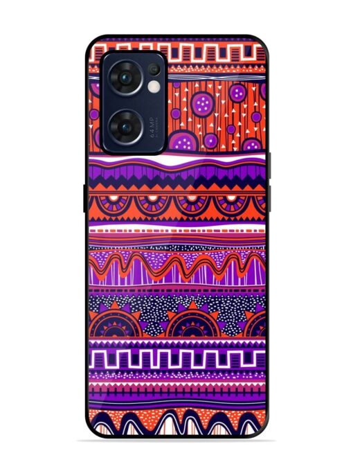 Ethnic Seamless Pattern Glossy Metal TPU Phone Cover for Oppo Reno 7 (5G) Zapvi