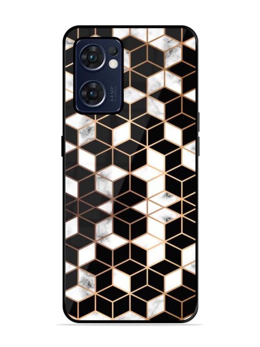 Vector Marble Texture Glossy Metal Phone Cover for Oppo Reno 7 (5G) Zapvi