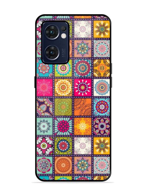 Seamless Pattern Vintage Glossy Metal Phone Cover for Oppo Reno 7 (5G)