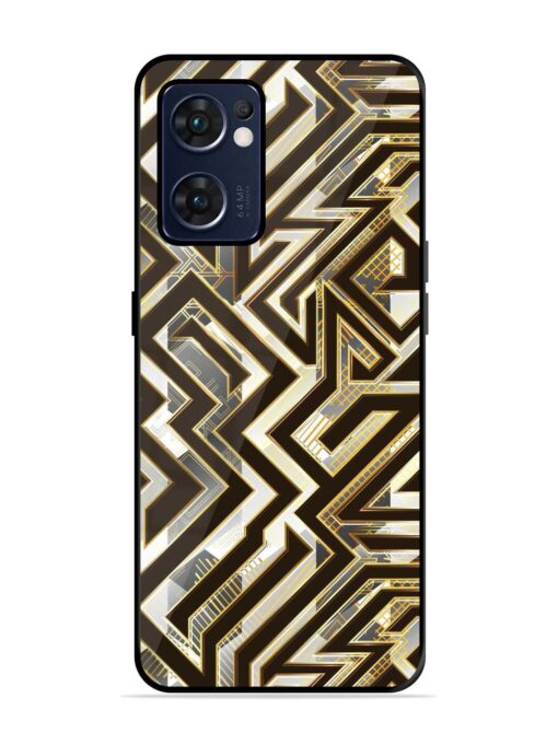 Technology Geometric Seamless Glossy Metal Phone Cover for Oppo Reno 7 (5G) Zapvi