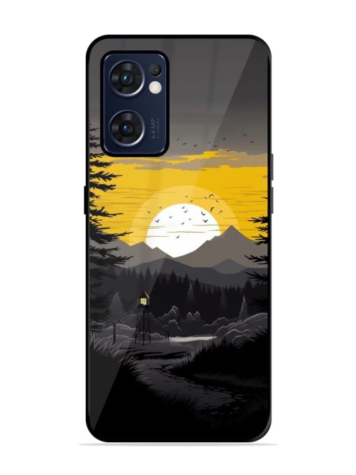 Sunset Vector Glossy Metal Phone Cover for Oppo Reno 7 (5G) Zapvi