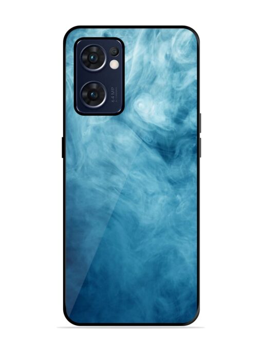 Blue Smoke Art Glossy Metal Phone Cover for Oppo Reno 7 (5G) Zapvi