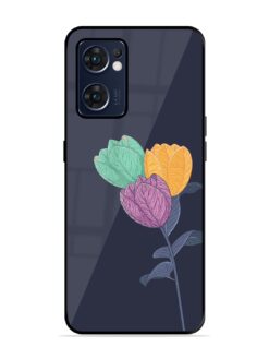 Flower Vector Glossy Metal Phone Cover for Oppo Reno 7 (5G)