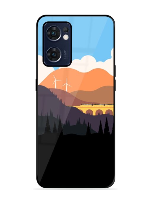 Minimal Mountain Vector Glossy Metal Phone Cover for Oppo Reno 7 (5G)