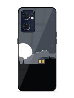 Full Moon Vector Art Glossy Metal Phone Cover for Oppo Reno 7 (5G)