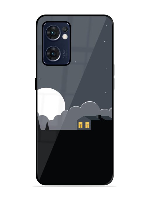 Full Moon Vector Art Glossy Metal Phone Cover for Oppo Reno 7 (5G) Zapvi