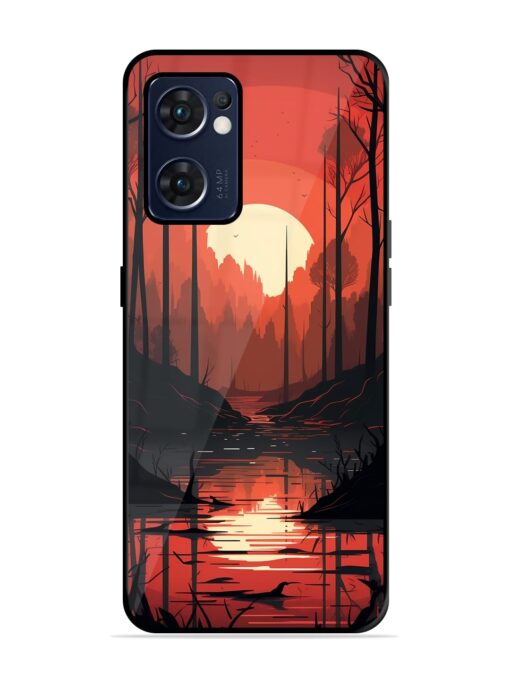 Natural Landscape Glossy Metal Phone Cover for Oppo Reno 7 (5G)