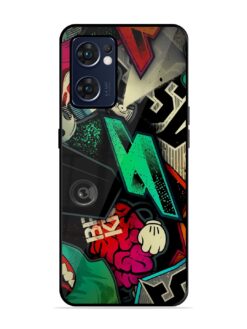 Graffiti Art Glossy Metal Phone Cover for Oppo Reno 7 (5G)