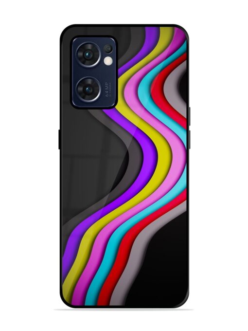 Liquid Blue Abstract Glossy Metal Phone Cover for Oppo Reno 7 (5G) Zapvi