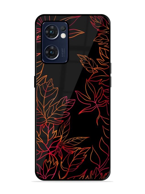 Red Floral Pattern Glossy Metal Phone Cover for Oppo Reno 7 (5G) Zapvi