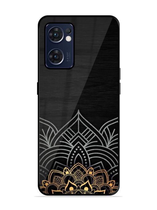 Decorative Golden Pattern Glossy Metal Phone Cover for Oppo Reno 7 (5G) Zapvi