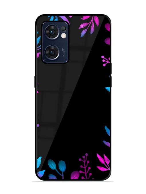 Flower Pattern Watercolor Glossy Metal Phone Cover for Oppo Reno 7 (5G) Zapvi