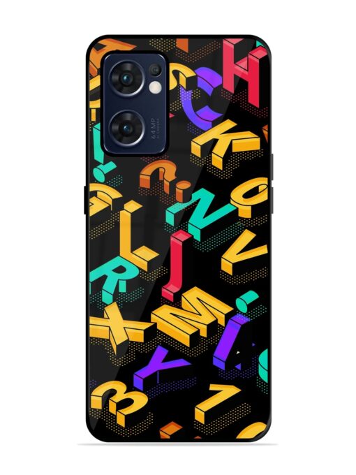 Seamless Pattern With Letters Glossy Metal Phone Cover for Oppo Reno 7 (5G)