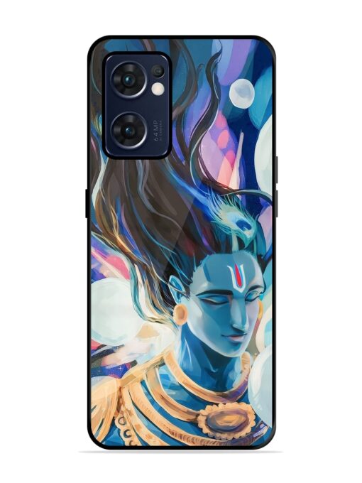 Bhagwan Sri Krishna Glossy Metal Phone Cover for Oppo Reno 7 (5G) Zapvi