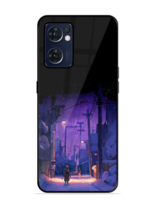 Winter Anime Art Glossy Metal Phone Cover for Oppo Reno 7 (5G)