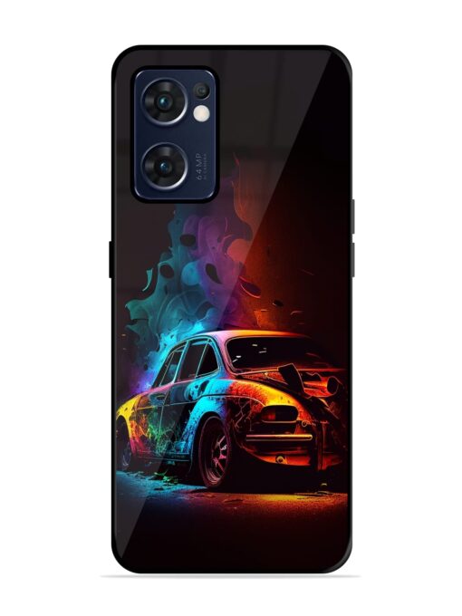 High Classic Car Art Glossy Metal Phone Cover for Oppo Reno 7 (5G) Zapvi