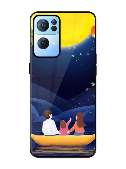 Happy Family And Beautiful View Glossy Metal Phone Cover for Oppo Reno 7 Pro (5G)