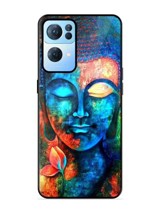 Buddha Painting Glossy Metal Phone Cover for Oppo Reno 7 Pro (5G) Zapvi