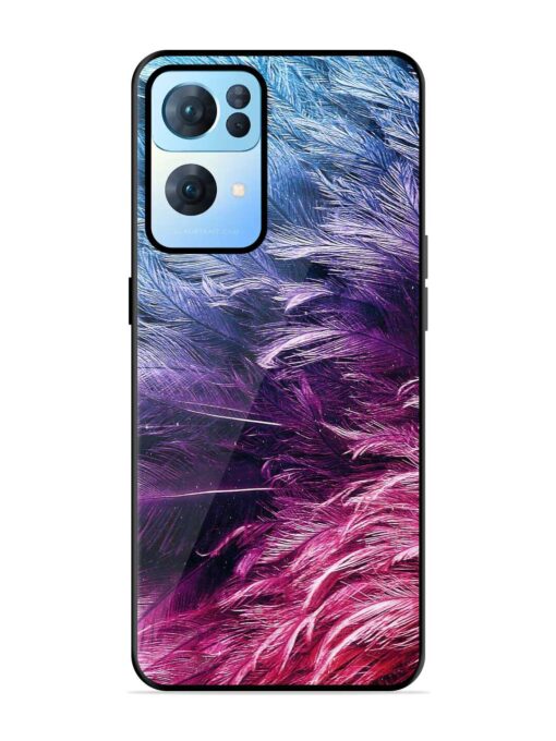 Light Grey Feather Background Glossy Metal Phone Cover for Oppo Reno 7 Pro (5G)