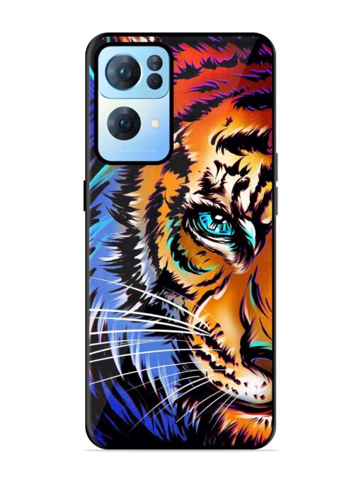 Colorful Lion Art Glossy Metal Phone Cover for Oppo Reno 7 Pro (5G) Zapvi