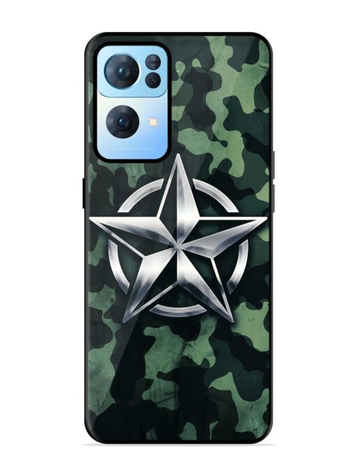 Indian Army Star Design Glossy Metal Phone Cover for Oppo Reno 7 Pro (5G) Zapvi