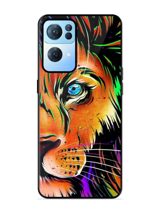 Colorful Lion Design Glossy Metal TPU Phone Cover for Oppo Reno 7 Pro (5G) Zapvi