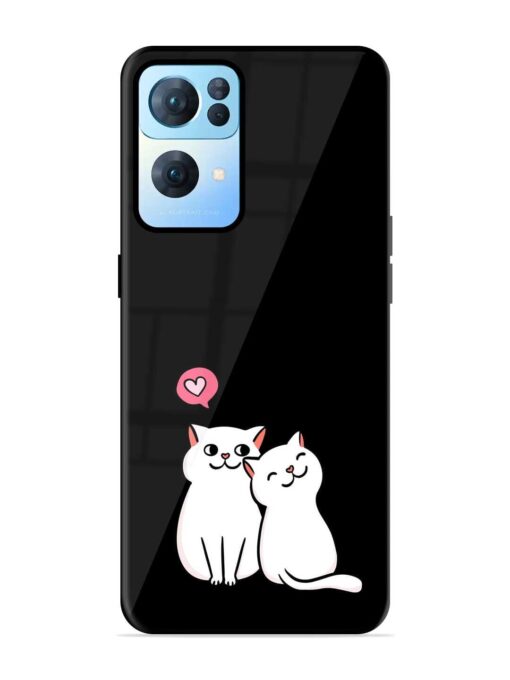 Cat Love Glossy Metal Phone Cover for Oppo Reno 7 Pro (5G) Zapvi