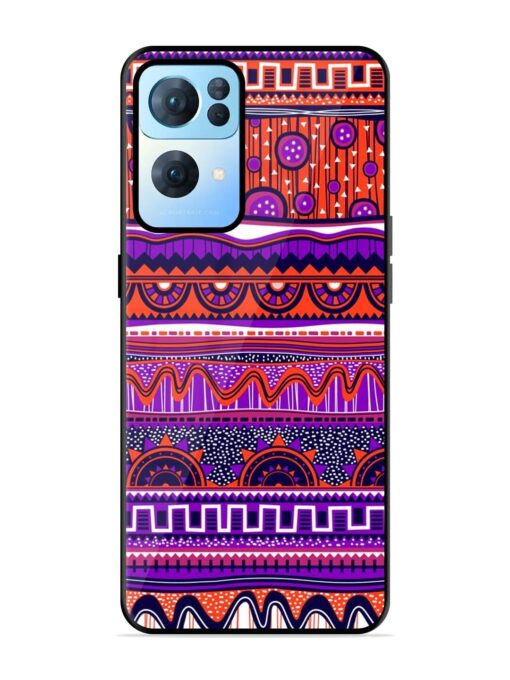 Ethnic Seamless Pattern Glossy Metal TPU Phone Cover for Oppo Reno 7 Pro (5G) Zapvi