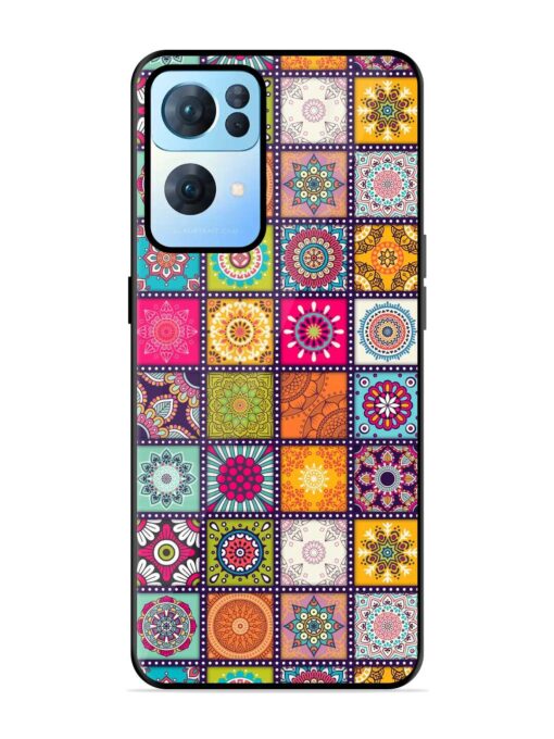 Seamless Pattern Vintage Glossy Metal Phone Cover for Oppo Reno 7 Pro (5G) Zapvi