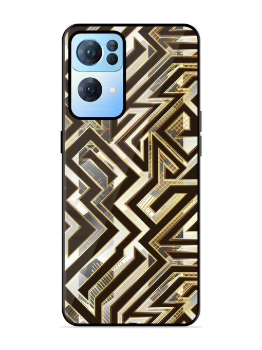 Technology Geometric Seamless Glossy Metal Phone Cover for Oppo Reno 7 Pro (5G) Zapvi