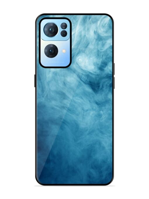 Blue Smoke Art Glossy Metal Phone Cover for Oppo Reno 7 Pro (5G)