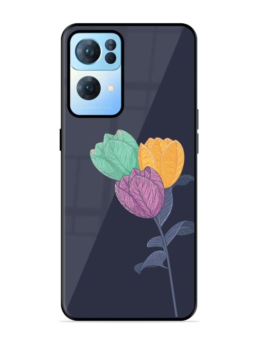 Flower Vector Glossy Metal Phone Cover for Oppo Reno 7 Pro (5G) Zapvi