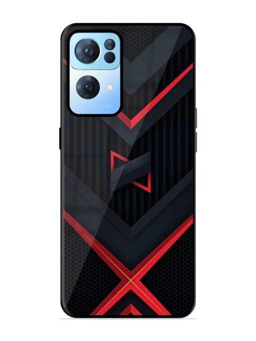 Red Gray Abstract Glossy Metal Phone Cover for Oppo Reno 7 Pro (5G) Zapvi