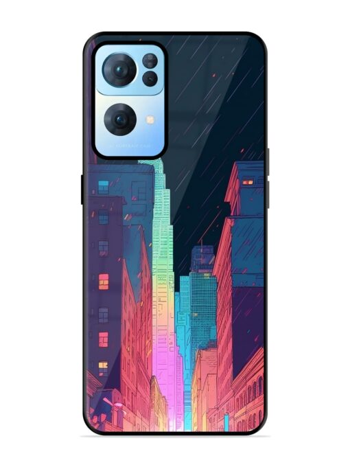 Minimal City Art Glossy Metal Phone Cover for Oppo Reno 7 Pro (5G)